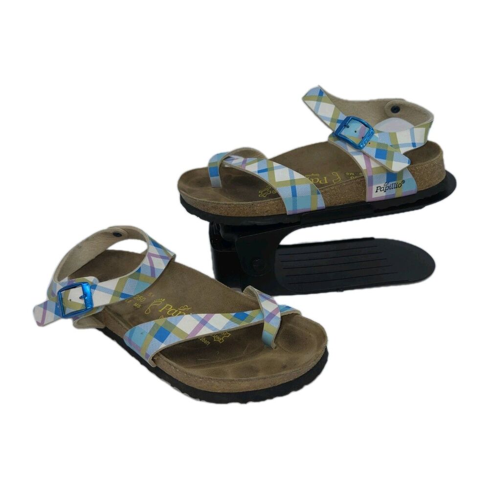 Papillio Birkenstock Womens Sandals Toe Loop Ankle Buckle Plaid Print EU 39 US 8